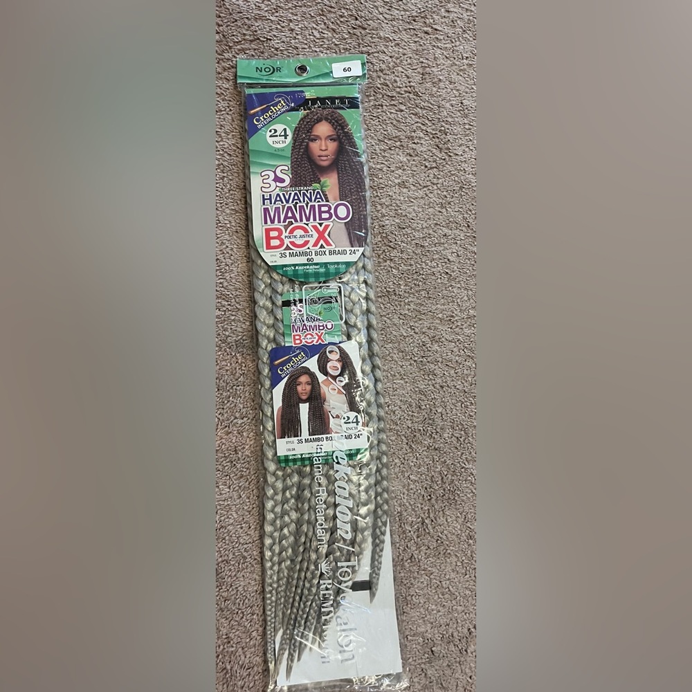 Janet Collection 3S Mambo Box Braids 24inches. Color #60.  3(packs)